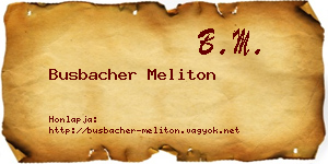 Busbacher Meliton névjegykártya